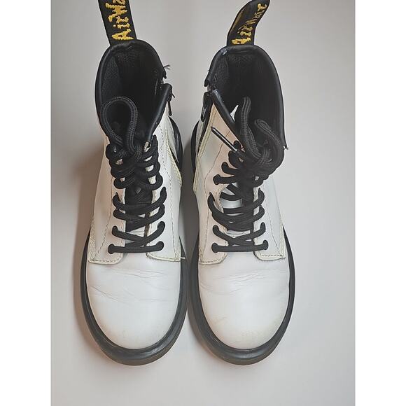 Dr. Martens Other - Dr Doc Martens 1460J Combat Boots Youth Size 1 White Leather Lace Up Side Zip
